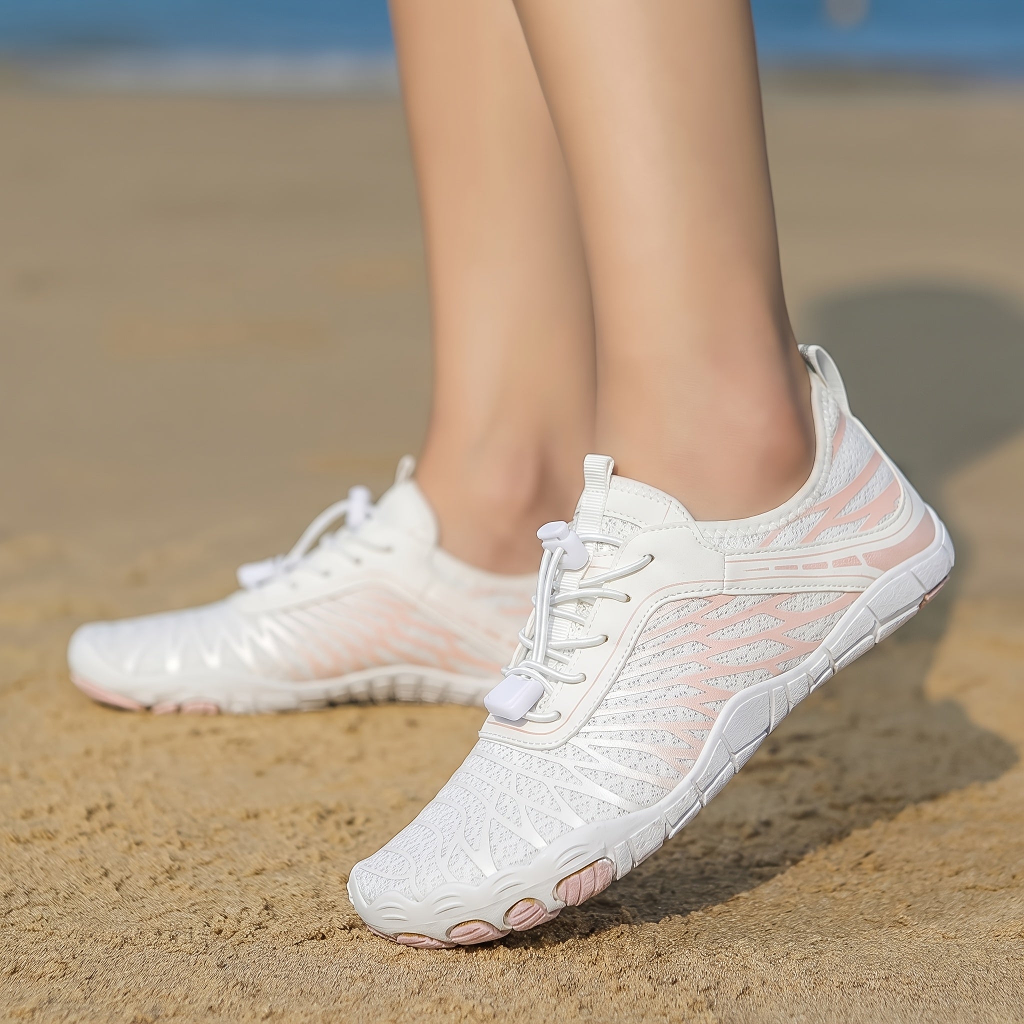 Women's Barefoot Shoes Wide Toe Box Non-Slip Breathable Lightweight - Water Shoes for Beach Pool Swim Hiking Walking, Sizes US 6-11, White Black Pink