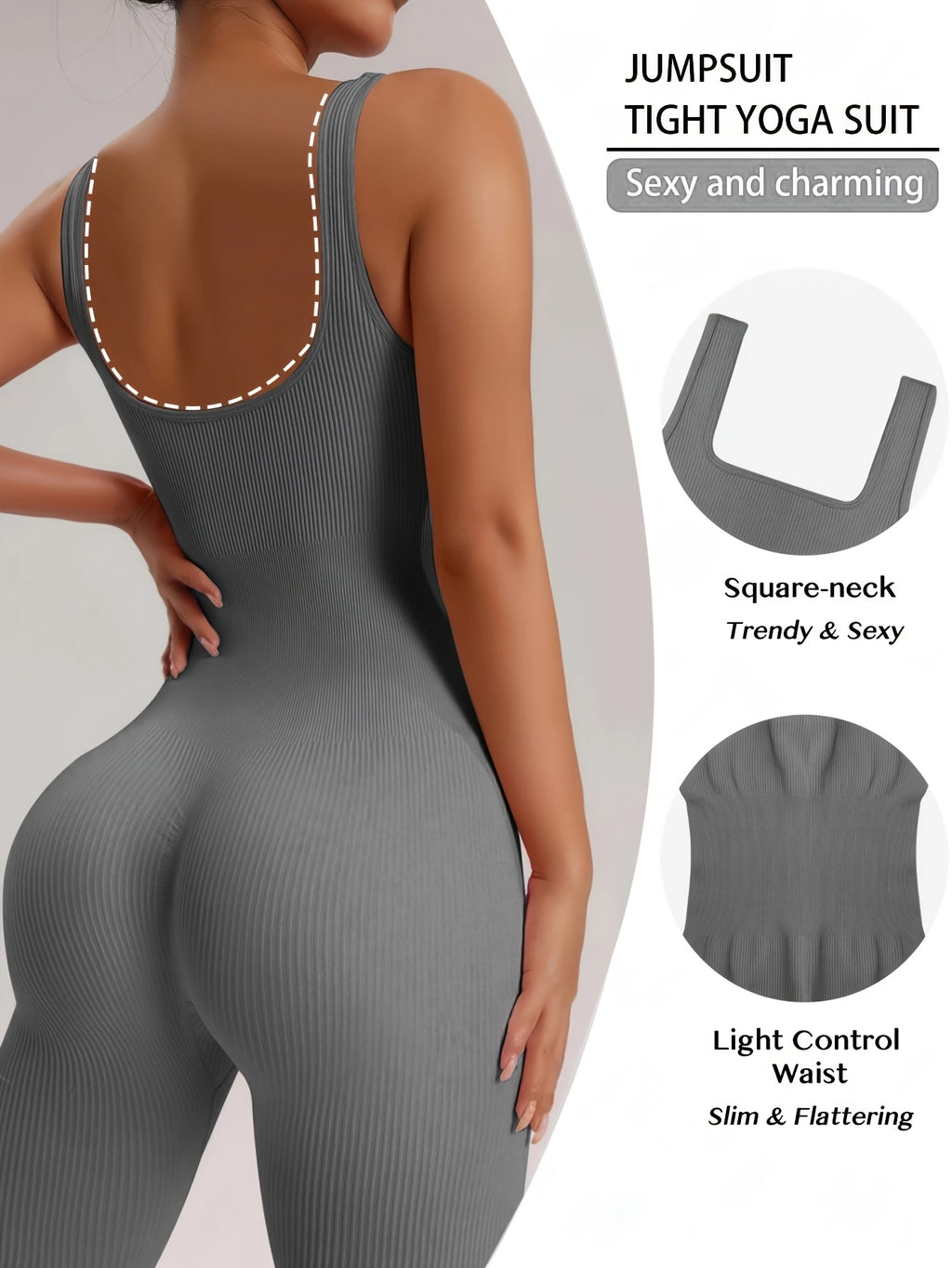 Women's Sleeveless Jumpsuit Yoga Pilates Running Fitness Activewear – 90% Nylon Stretch Fabric, Square Collar, S-XL, Multiple Colors
