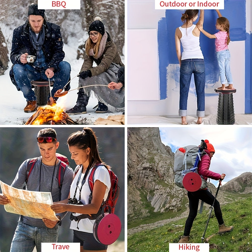 Portable Folding Camping Stool - Lightweight Plastic Outdoor Seat for Camping, Fishing & Travel | Waterproof, Durable with Carrying Handle & Compact Storage Design