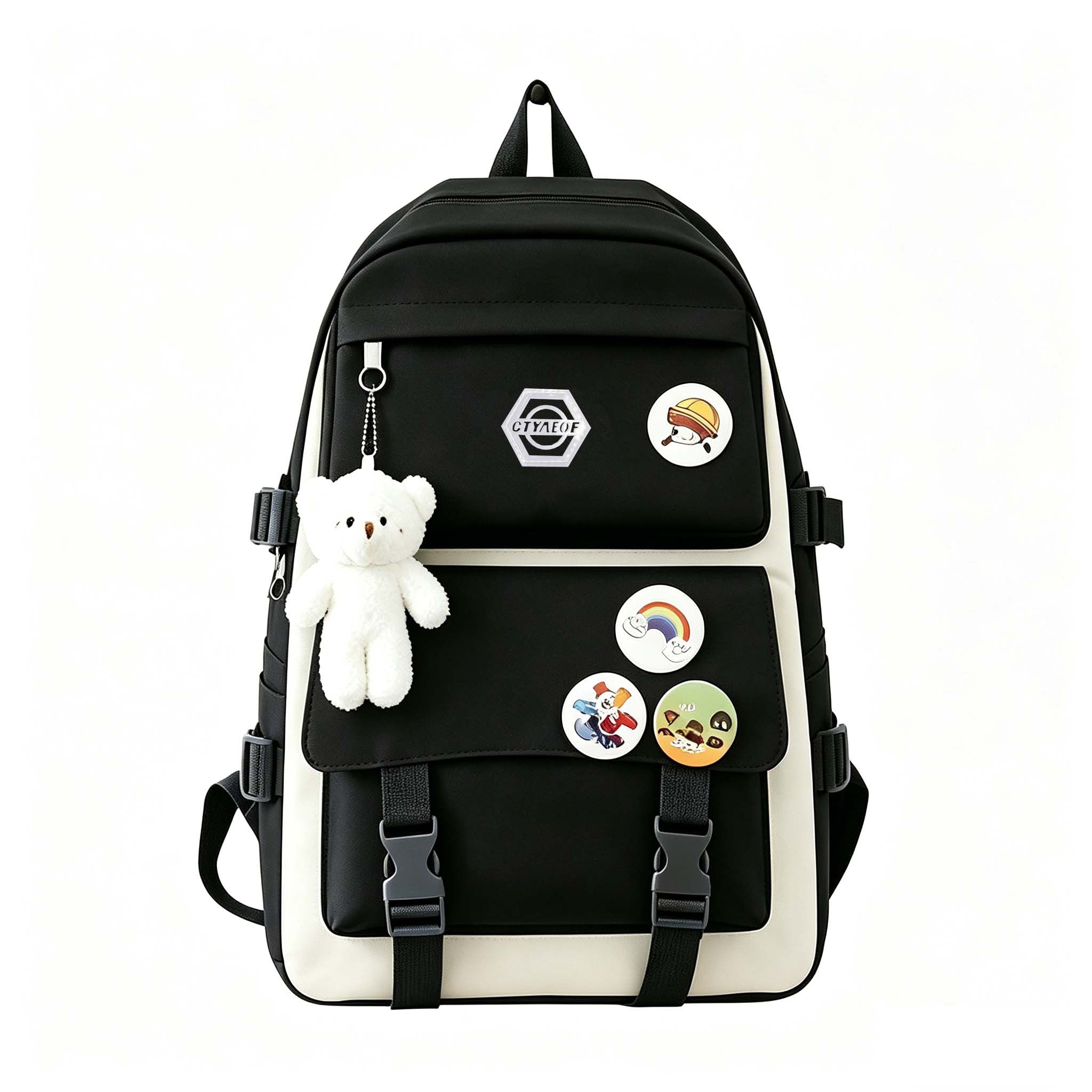 5-Piece School Backpack Set for Girls & Boys – Cute Bookbag with Tote Bag, Pencil Case & Coin Purse, Durable Student Daypack with Zipper Closure & Adjustable Straps for School, Travel & Hiking