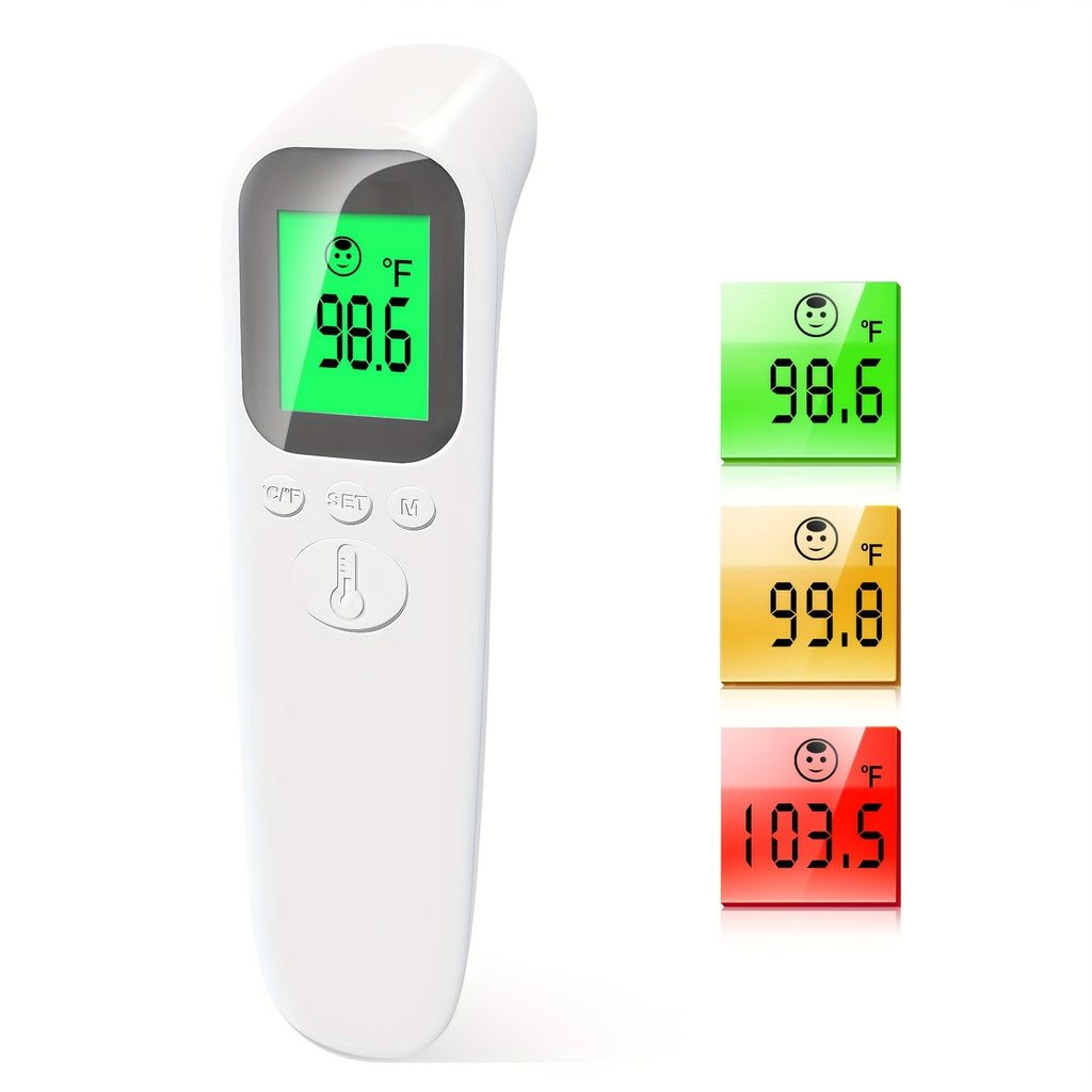 No-Touch Forehead Thermometer for Adults & Kids – Infrared Digital Thermometer with Fever Alarm, 3-Color Backlit, 28 Memory Recall, Fast 1-Second Reading, Baby & Family Home Use