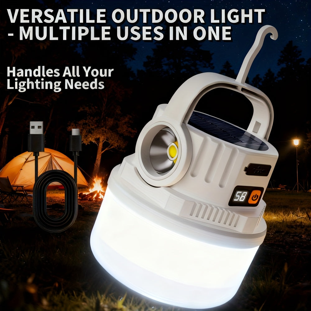 Solar Rechargeable Flashlight Ultra Bright – 3600mAh Lithium Battery, 8 Lighting Modes, Hidden Hook, Portable Camping Flashlight for Camping, Climbing, Fishing & Emergency, Great Gift for Men
