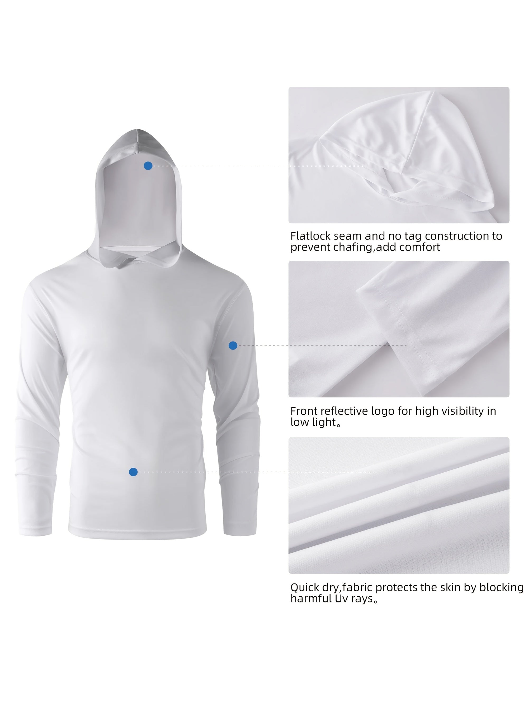 5-Pack Men's Quick-Dry Hooded Sweatshirt – Lightweight Breathable Athletic Hoodie for Running, Gym & Outdoor Sports, Sizes S-3XL, Mixed Colors (Black, White, Gray, Blue, Orange)