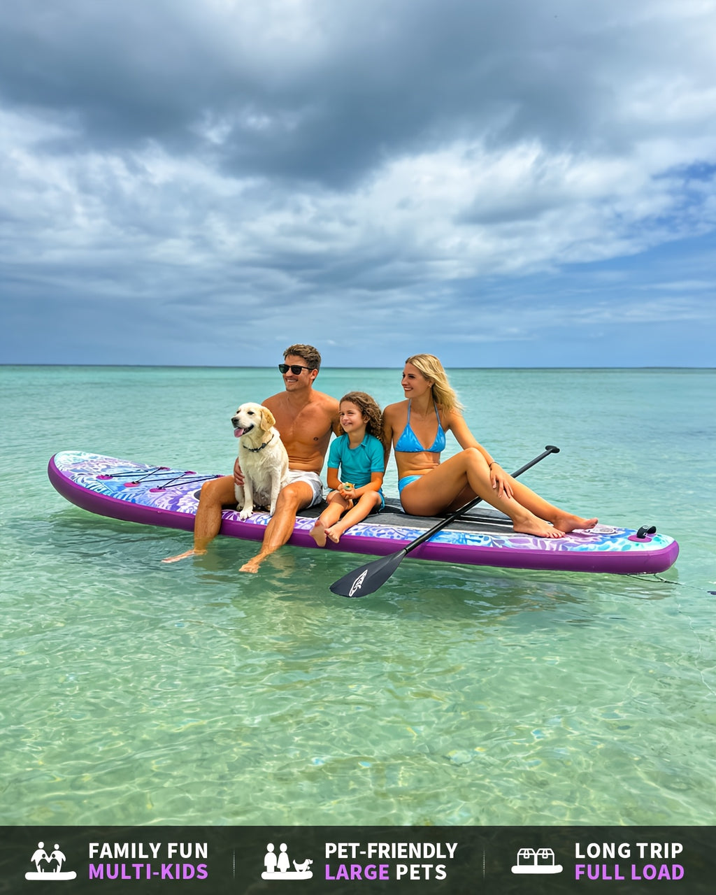 10.6ft Inflatable SUP Paddle Board All Around Yoga Board with Non-Slip Mat Waterproof Phone Bag Double Action Pump Accessories
