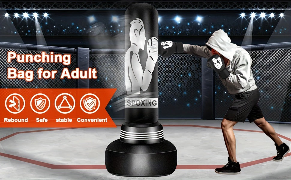 Freestanding Punching Bag with Stand 70 Inch Heavy Boxing Bag with Boxing Gloves Electric Air Pump Inflatable Training Bag for Adults Men Women Teens MMA Muay Thai Fitness Home Gym