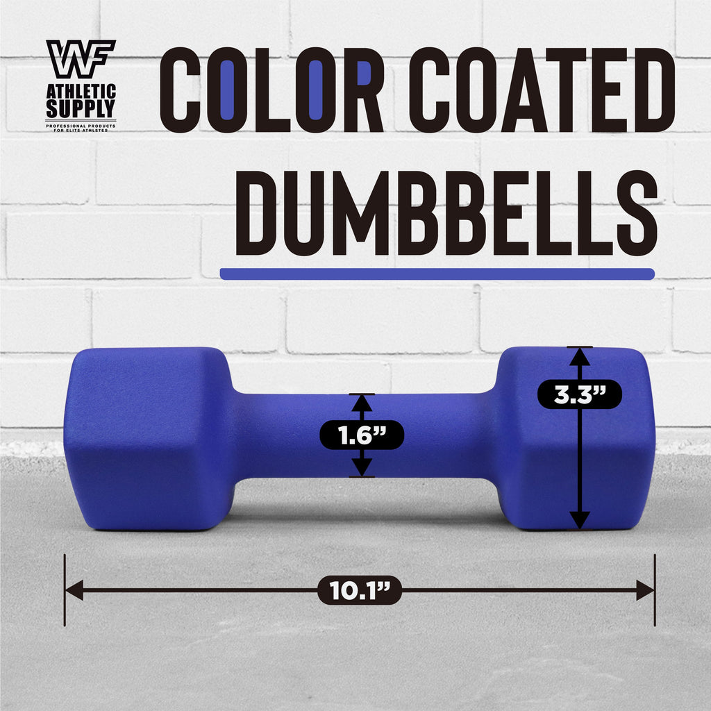 Neoprene Hex Dumbbells Pair Color-Coded Cast Iron Non-Slip Hand Weights for Women Men Strength Training Home Gym Workout 2LB 5LB 8LB 12LB 15LB Anti-Roll