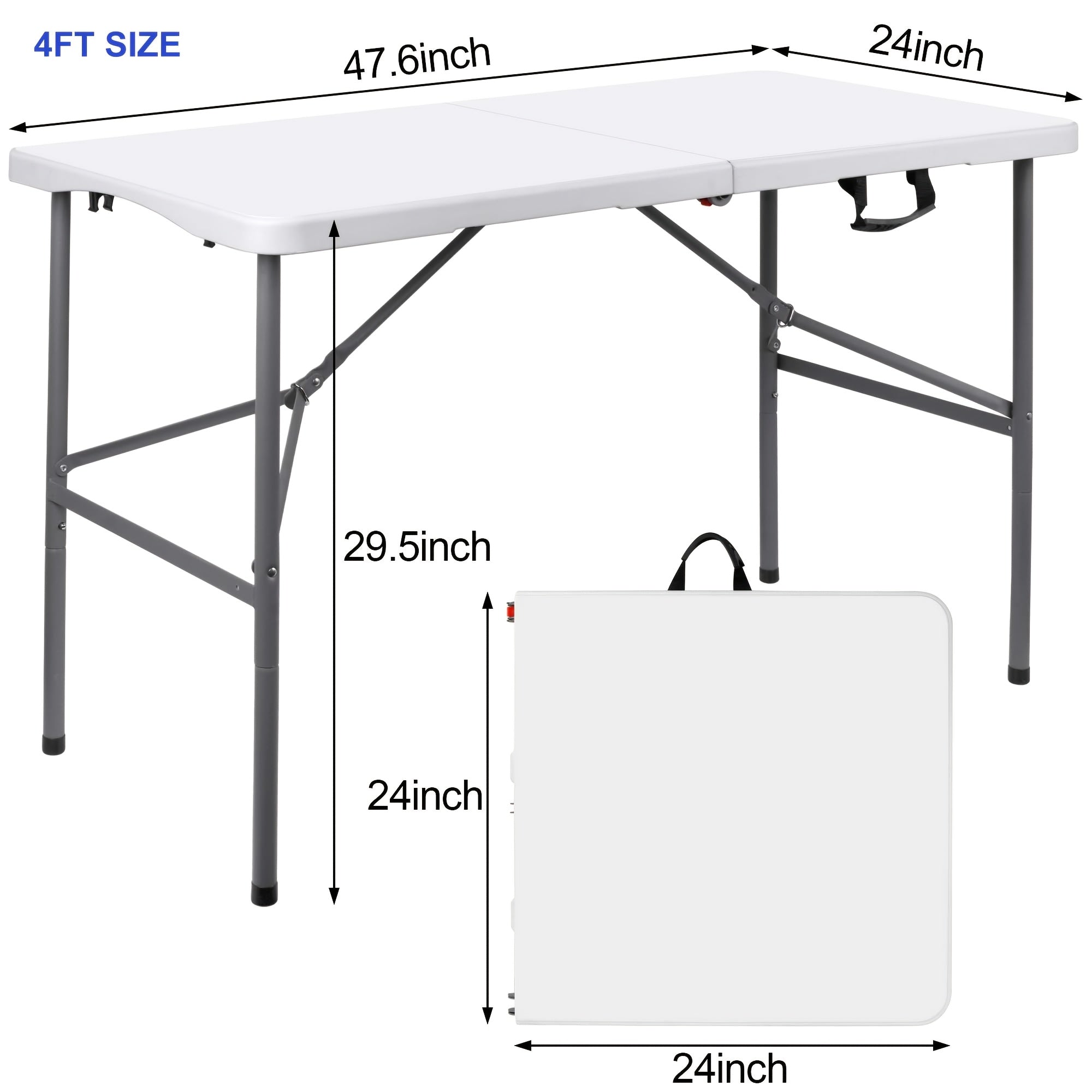 Folding Table 4ft & 6ft with Locking Mechanism – Heavy-Duty Lightweight Portable Outdoor Table for Camping, RV, Dining, Parties & Outdoor Events | White & Black