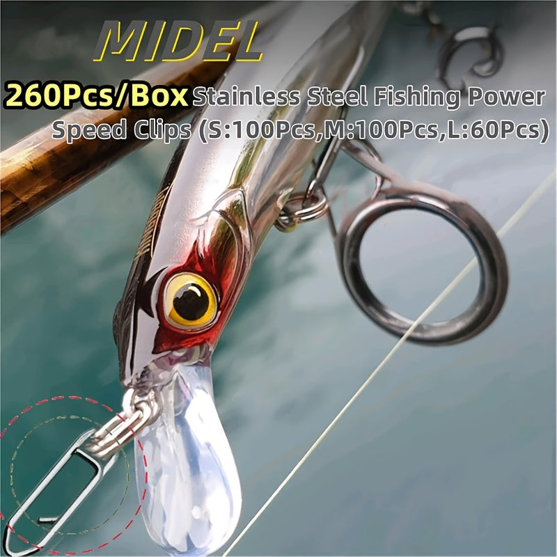Stainless Steel Fishing Snap Swivels 160pcs, Quick Release Connector Hanging Ring for Lure Fishing Sea Fishing, Return Type Quick Pin False Bait Connector Tackle Accessories