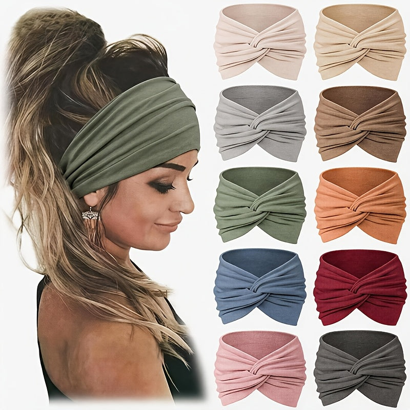 Bohemian Hair Ties 10 Pack for Women, Non-Slip Elastic Headbands for Running Yoga Sports Makeup, Breathable Comfortable Scrunchies, Holiday Birthday Gift Set