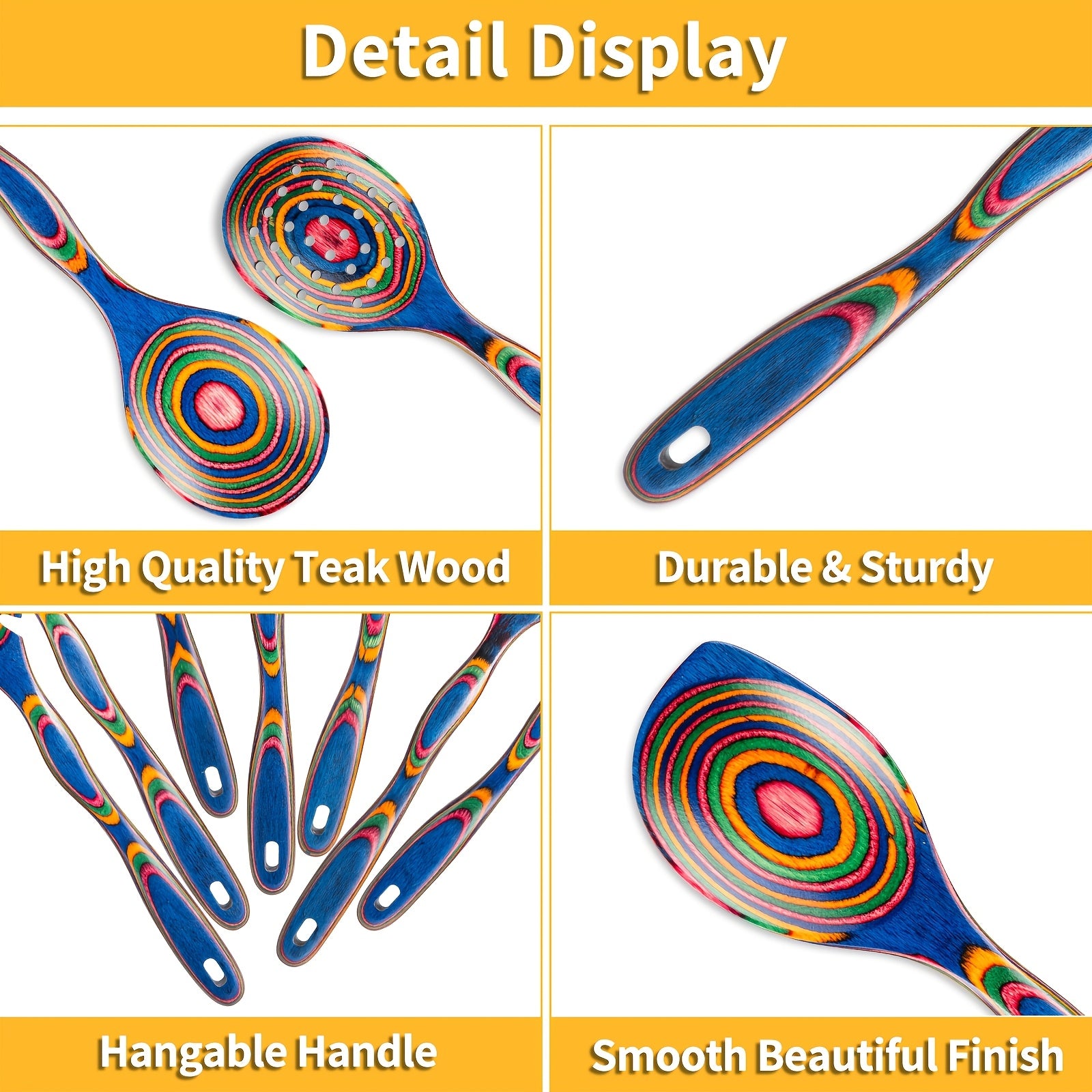 Spurtle Set Wooden Kitchen Utensils – Pakkawood Cooking Utensils Set with Wood Serving Spatula Spoon for Cooking Stirring Serving – Kitchen Gift for Women & Men