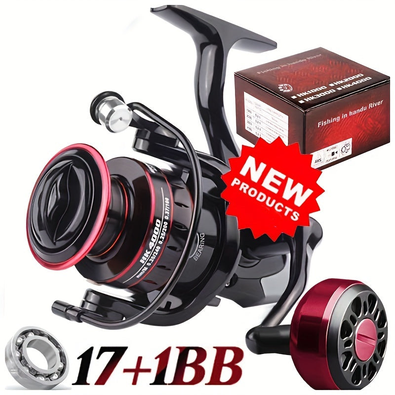 Spinning Fishing Reel Metal Handle HK1000-7000 5.2:1 Gear Ratio – Ambidextrous Freshwater Saltwater Spinning Reel for Bass Trout Crappie Inshore Surf Fishing – Left & Right Hand