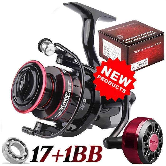 Spinning Fishing Reel Metal Handle HK1000-7000 5.2:1 Gear Ratio – Ambidextrous Freshwater Saltwater Spinning Reel for Bass Trout Crappie Inshore Surf Fishing – Left & Right Hand