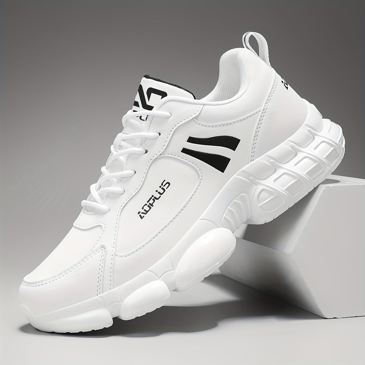 Anti-Slip Road Running Shoes for Men Wear-Resistant Rubber Sole – All-Season Low Top Lace-Up Athletic Sneakers for Gym Outdoor Casual Blue Black White