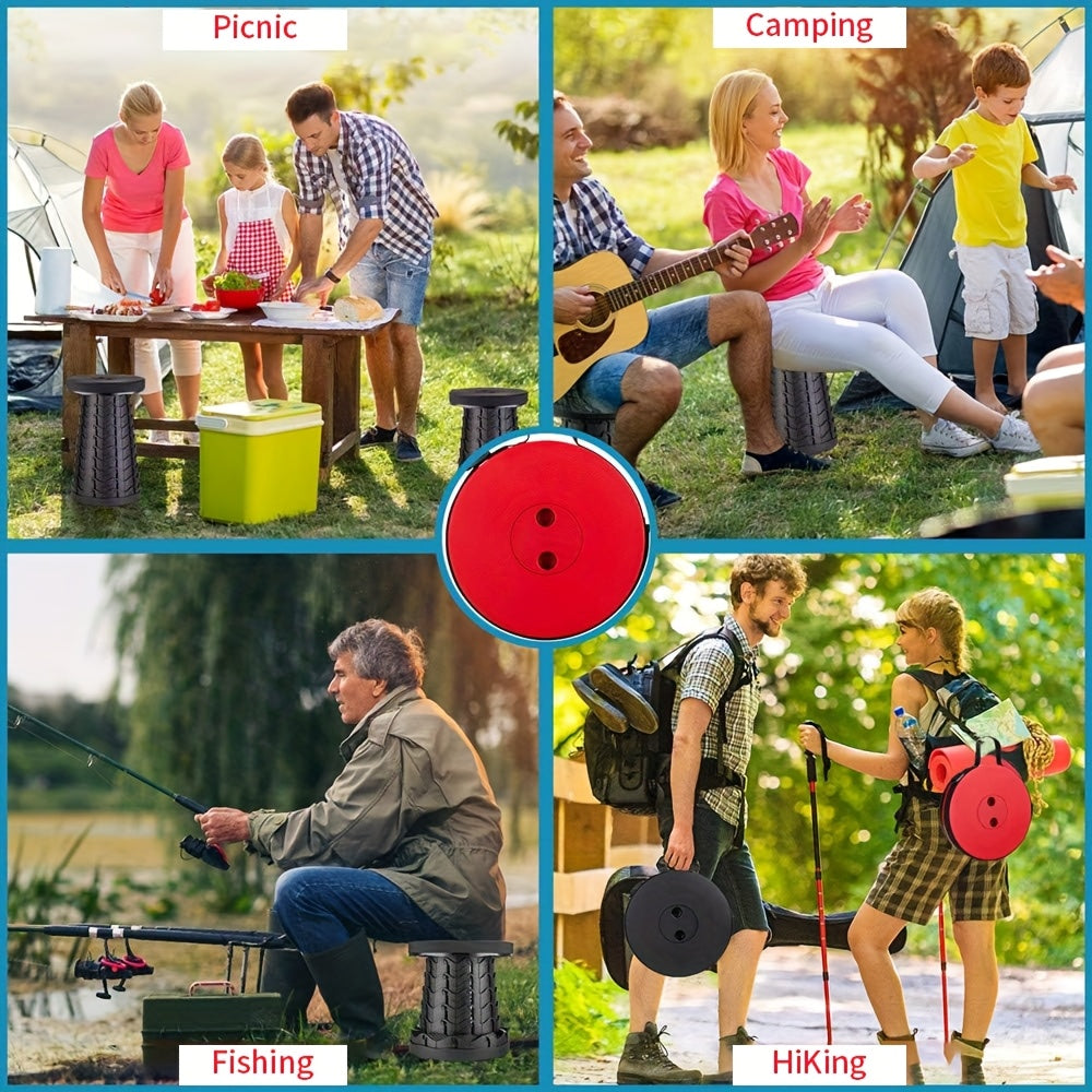 Folding Cylinder Stool 660lbs Heavy Duty - Portable Lightweight Plastic Seat for Camping, Fishing, Hiking & Travel - Waterproof, Foldable with Carry Handle - Compact Outdoor Stool for Adults
