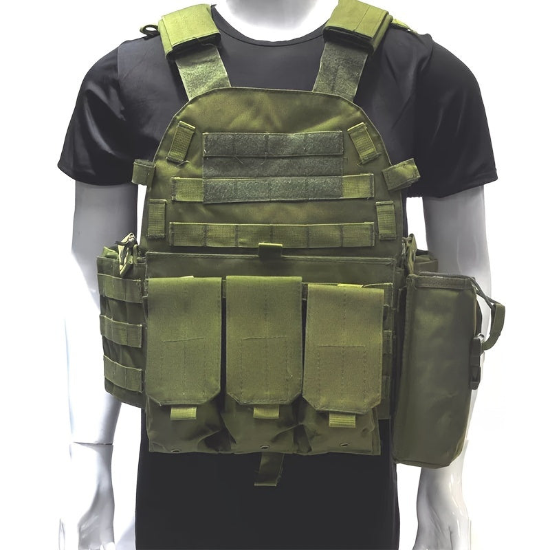 Tactical MOLLE Vest 6094 Multi-Functional Plate Carrier for Men - Outdoor Combat Training CS Airsoft Paintball Hunting Vest - Adjustable Military Green Black Army Green Brown Mud Color