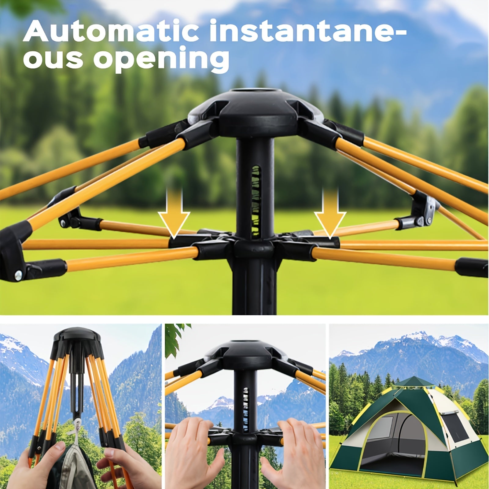 SKYNEST Instant Setup Camping Tent 1-4 Person All Season with Dual Doors & Mesh Windows – Windproof Lightweight Pop Up Tent for Camping Hiking Hunting