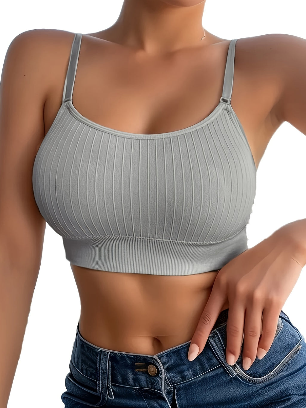6-Pack Women's U-Back Sports Bra – Adjustable Straps, Removable Padded Cups, Seamless Knit Wireless Bralette for Workout Yoga Everyday Wear, Mixed Colors, Sizes S-XL