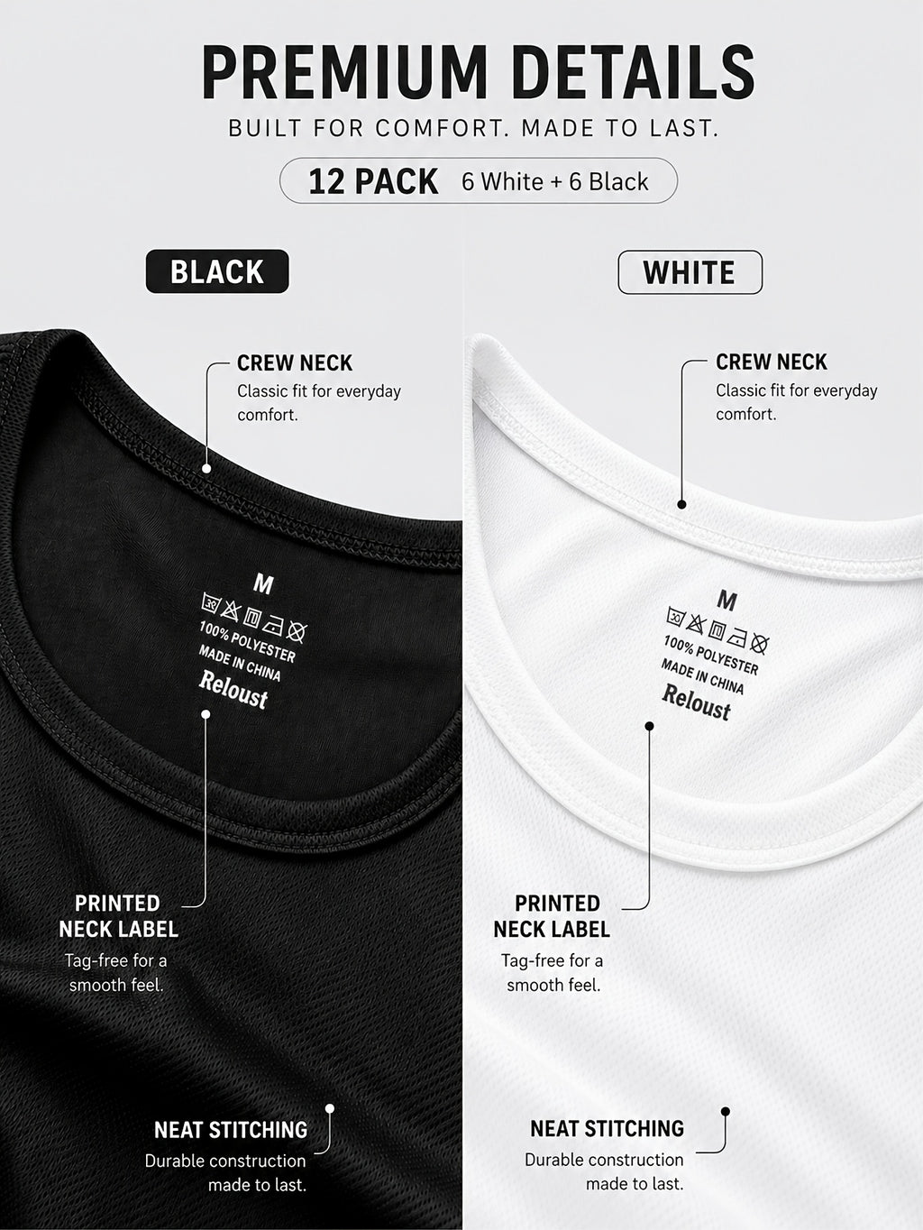 Moisture Wicking Gym T-Shirts 12-Pack Unisex Quick Dry Athletic Crew Neck Tees Loose Fit Breathable Workout Shirts Men Women Multi-Pack Value Set