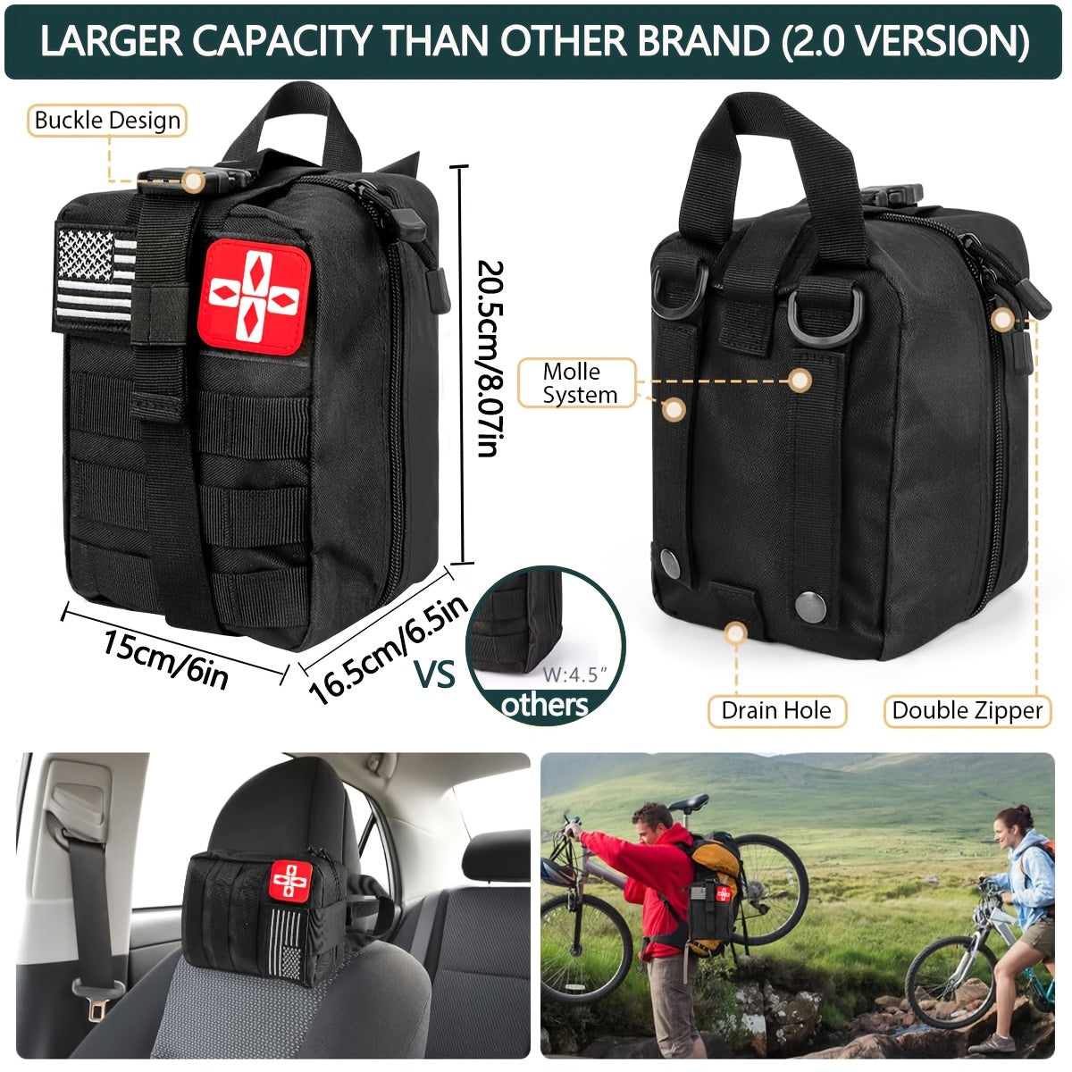272-Piece Survival Kit with Fire Starter - Emergency Gear Set with First Aid, Flint Magnesium Rod, Whistle, Flashlight & Molle Bag for Camping Hiking Hunting Earthquake Preparedness