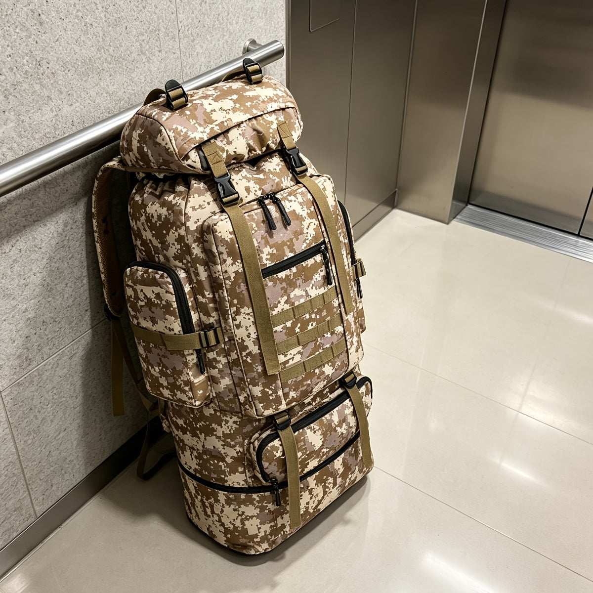 100L Tactical Camouflage Backpack – Large Capacity Hiking Rucksack with Multiple Compartments, Ergonomic Straps for Camping, Trekking, Hunting & Travel