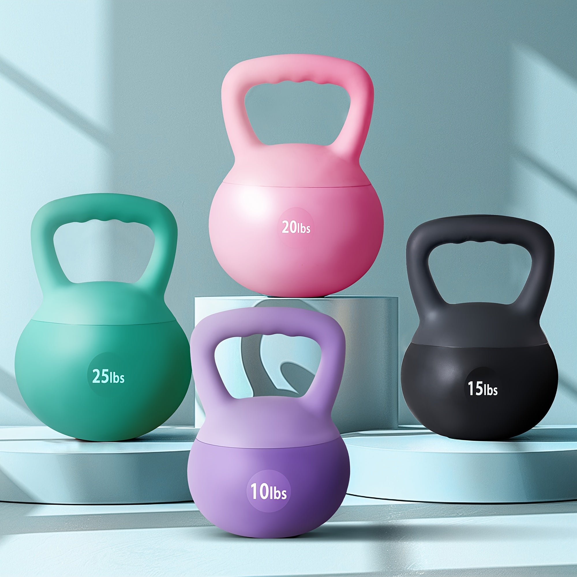 Soft PVC Kettlebell with Wide Non-Slip Handle – Iron Sand Filled Strength Training Weights 10-30 lbs for Women & Home Gym, Swings, Squats, HIIT & CrossFit