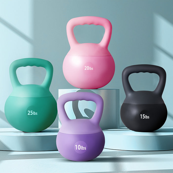 Soft PVC Kettlebell with Wide Non-Slip Handle – Iron Sand Filled Strength Training Weights 10-30 lbs for Women & Home Gym, Swings, Squats, HIIT & CrossFit