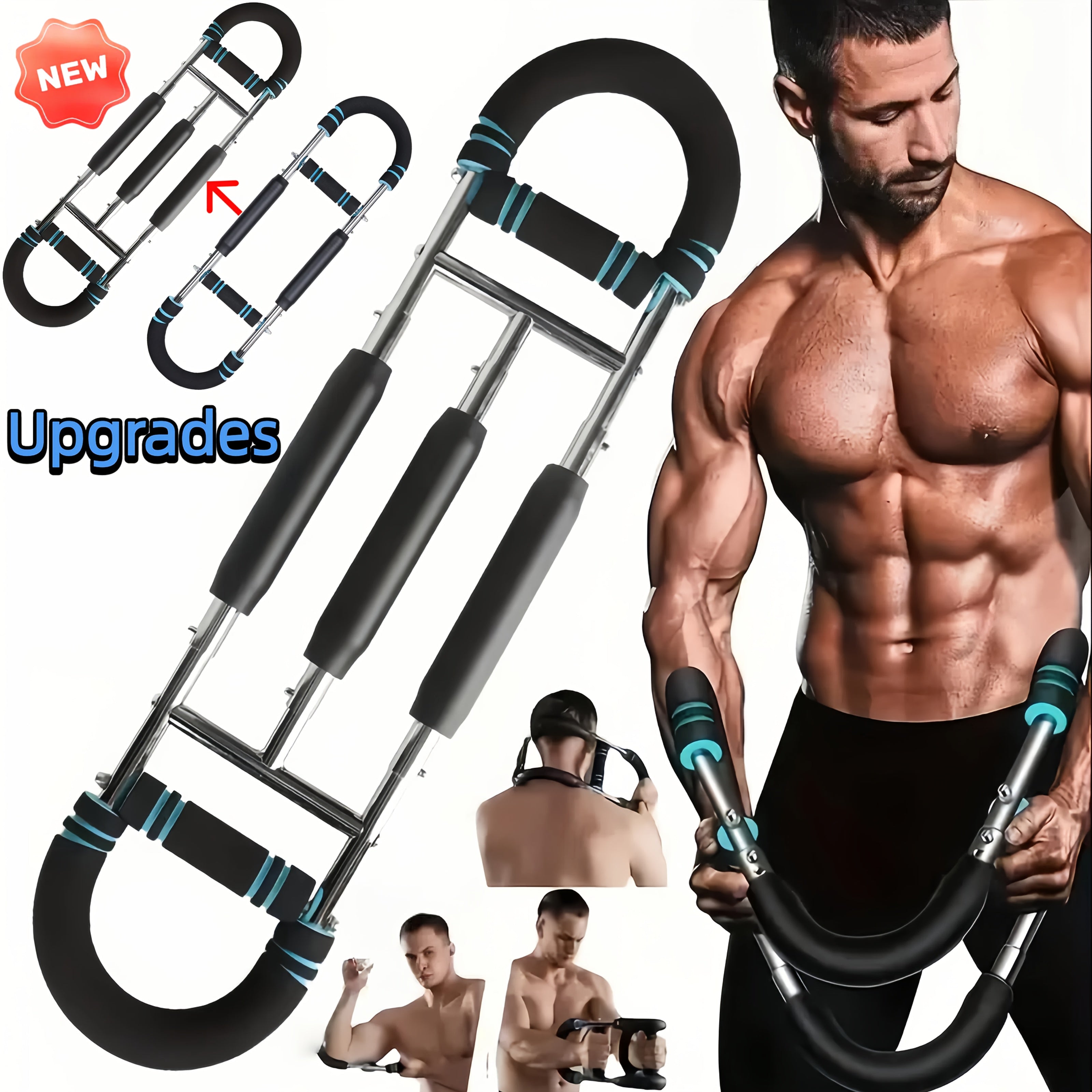 Arm Strength Trainer 3-Bar 3-Level Adjustable – Portable Detachable Forearm Chest Workout Device for Home Gym, Strength Training Muscle Building