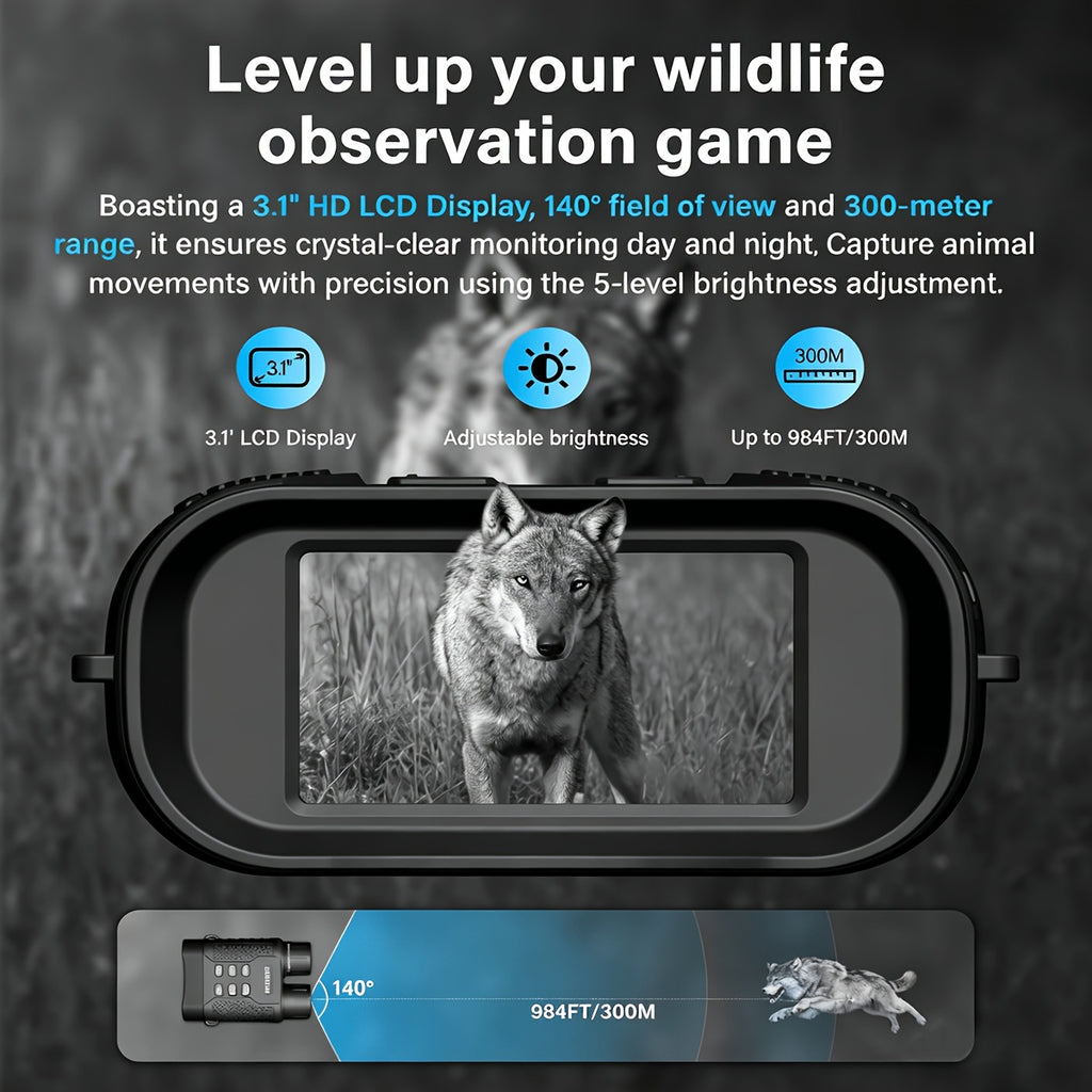 4K Night Vision Goggles for Adults – 3.1" Large Screen, 4400mAh Rechargeable Battery, 48MP Photo & 4K Video, Infrared Night Vision for Hunting, Security, Camping & Wildlife Watching