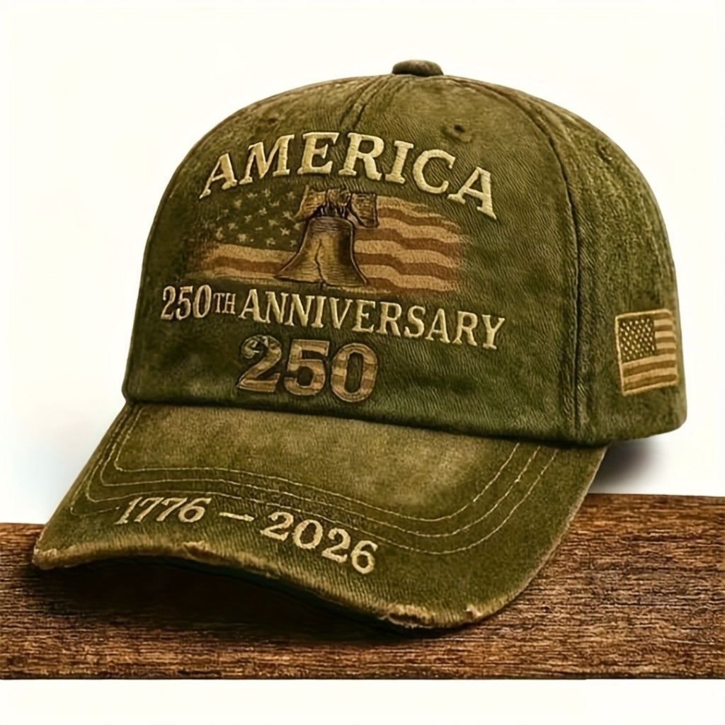 Patriotic Baseball Cap 250th Anniversary American Flag Embroidered Hat – Adjustable Vintage USA Independence Day Cap Unisex