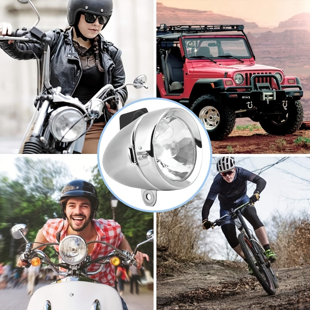 Bicycle Dynamo Headlight Tail Light Kit 12V 6W Friction Generator No Battery Bike Light Set for Mountain Road BMX Folding Electric Kids Cruiser Bikes – Silver