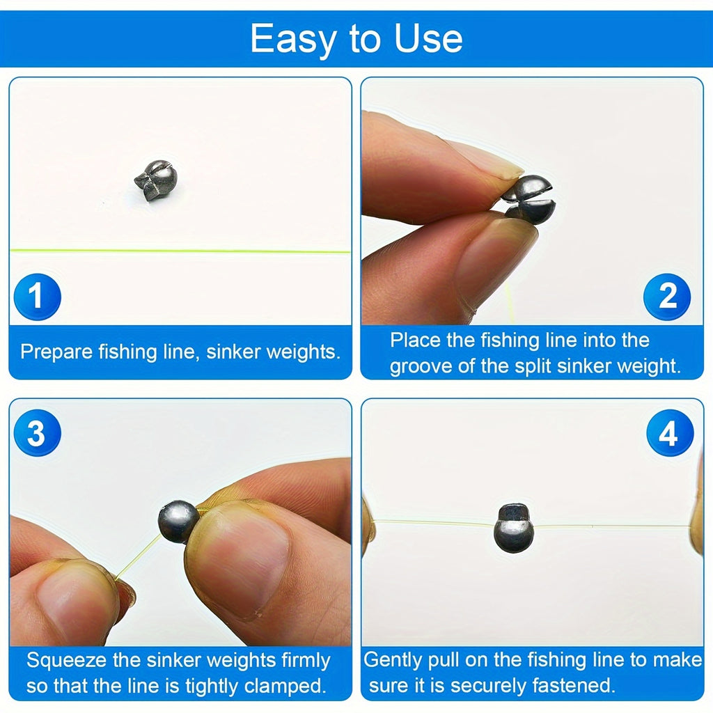 Split Shot Fishing Sinkers 120pcs 5 Sizes – Removable Round Lead Weights for Freshwater & Saltwater Bass Trout Catfish Fishing