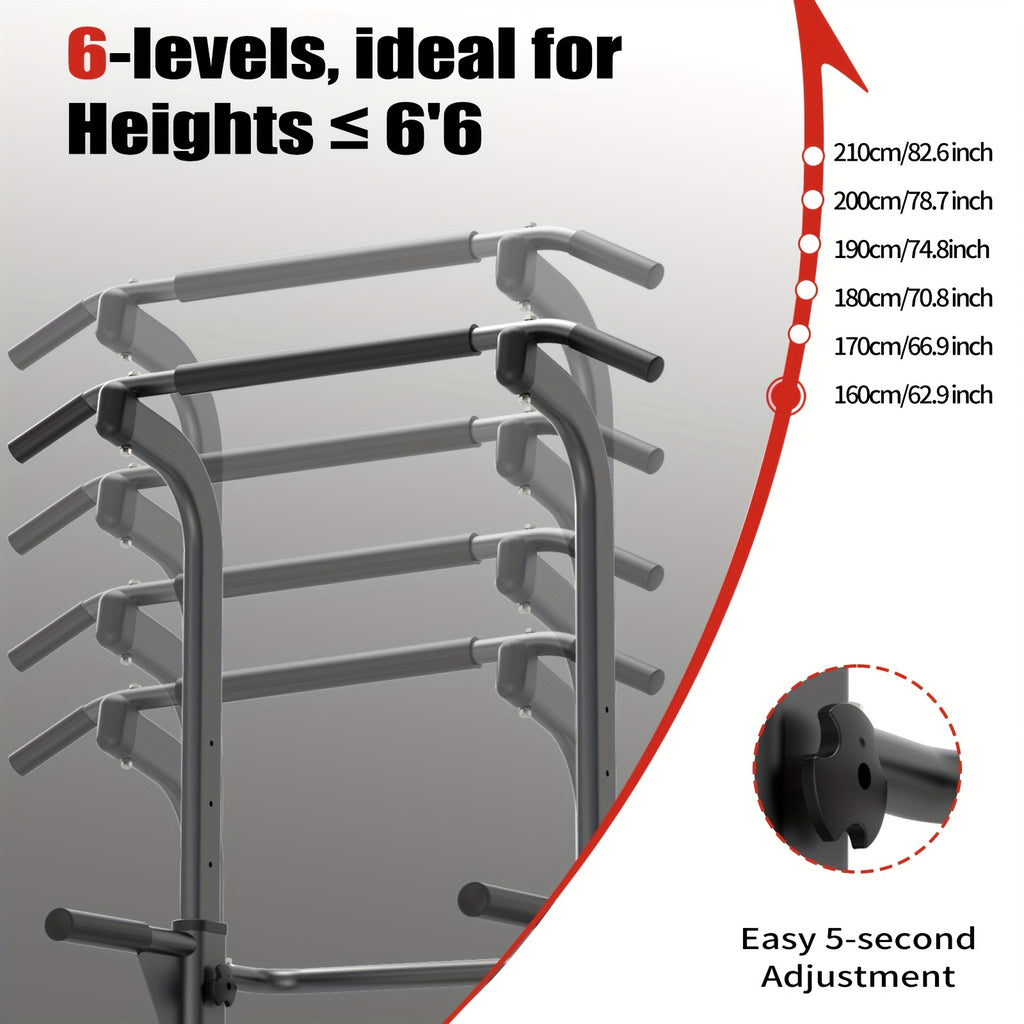 Power Tower Dip Station with Adjustable Height for Home Gym, Multi-Function Pull Up Bar Station for Strength Training, Workout Fitness Station for Dips Push Ups Knee Raises