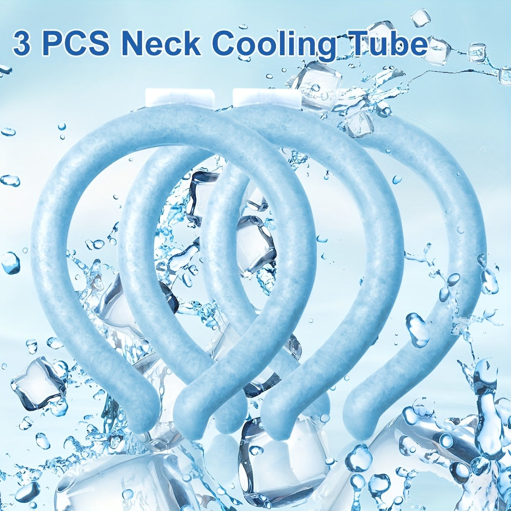 Neck Cooler Ice Ring 3 Pack Wearable Cooling Tube Gel Wrap for Hot Weather Summer Heat Outdoor Workers Sports Hot Flashes Fever Freezes at 28°C Blue White Pink Green