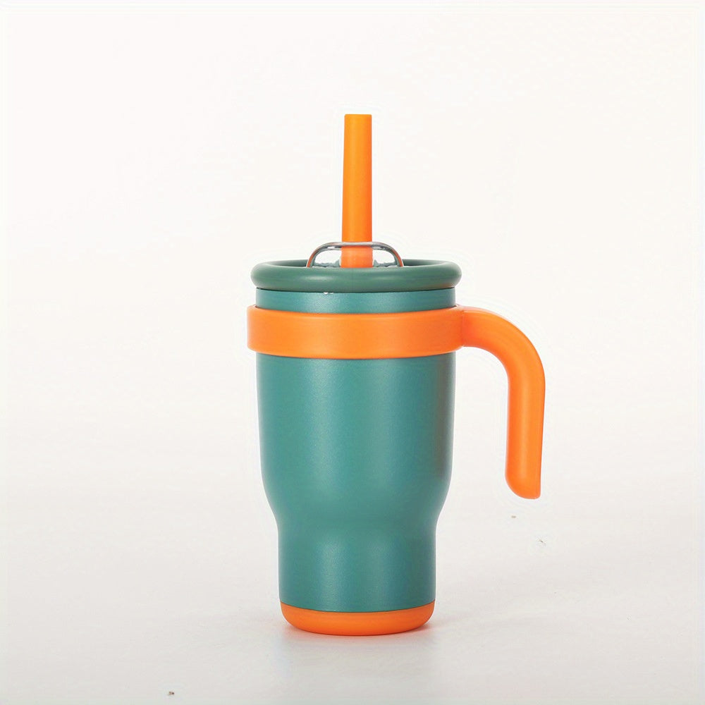 14oz Insulated Coffee Mug with Handle and Straw Double Wall Stainless Steel Tumbler Silicone Boot Sleeve Splash Proof Lid Fits Cup Holders for Women Office Yoga Gym Car 8 Colors