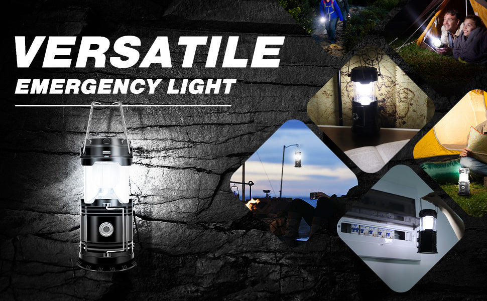 4-Pack Solar Camping Lantern LED Collapsible Rechargeable Flashlight – IPX4 Waterproof Emergency Hanging Light for Camping, Hurricane, Power Outage & Survival Kit, Indoor Outdoor