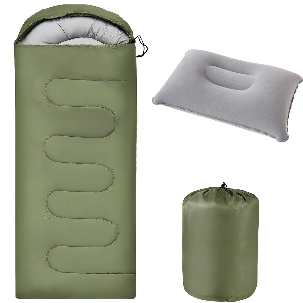Camping Sleeping Bag with Pillow and Compression Sack Lightweight 3 Season Sleeping Bag Set for Adults Hiking Backpacking Outdoor Travel Emergency 5 Colors