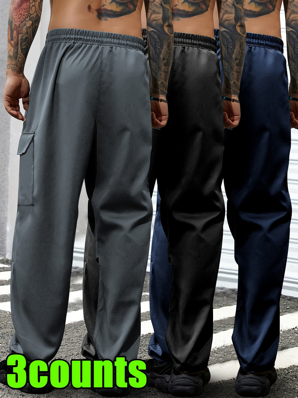 Men's Lightweight Cargo Pants with Drawstring & Elastic Waist – Multi Zipper & Side Pockets, Breathable Regular Fit for Hiking, Camping & Casual Outdoor Wear, S-XXXL