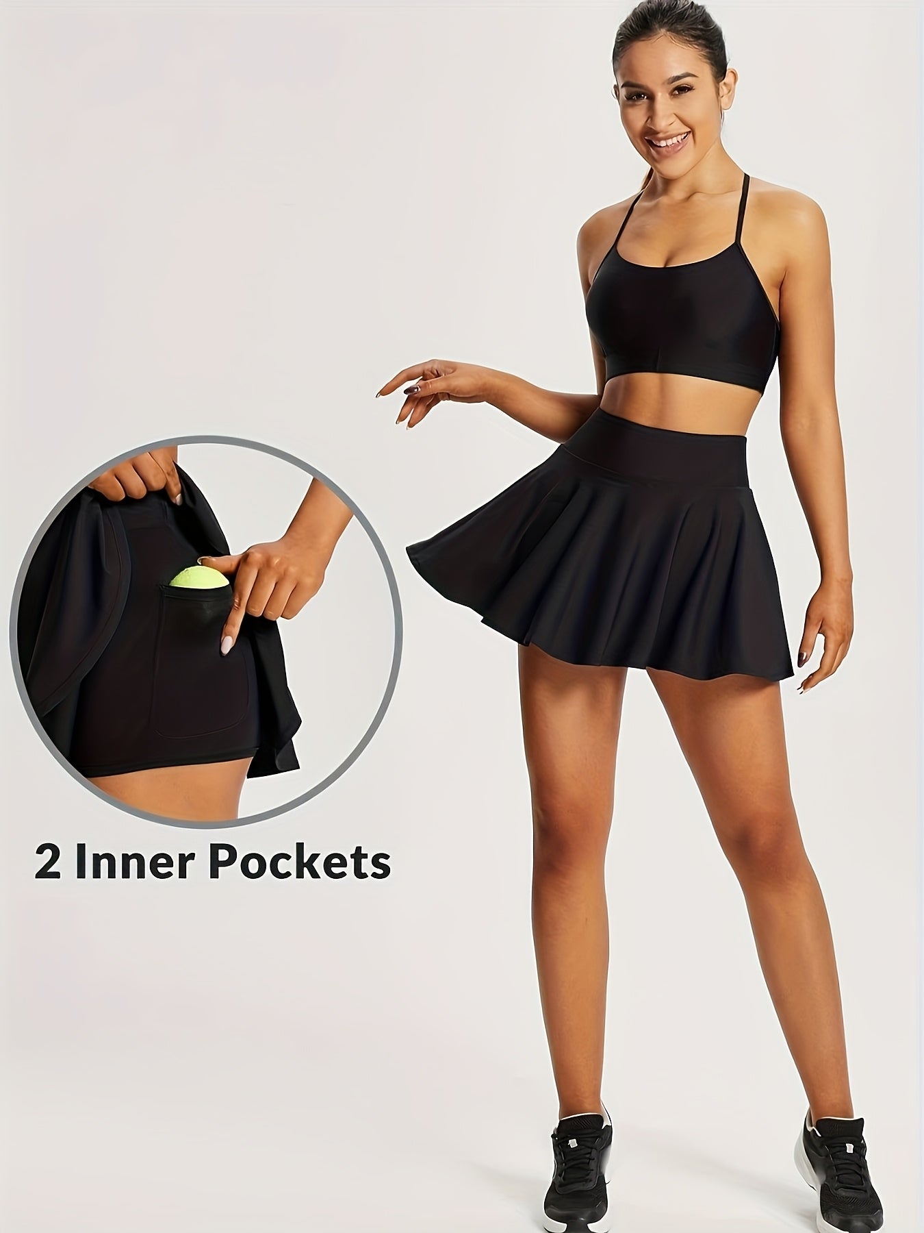Women's High Waist Tennis Skort with Built-In Shorts & Pockets – Pleated Quick-Dry Athletic Skirt for Gym, Pickleball & Golf, Sizes S-XXL, 3 Colors
