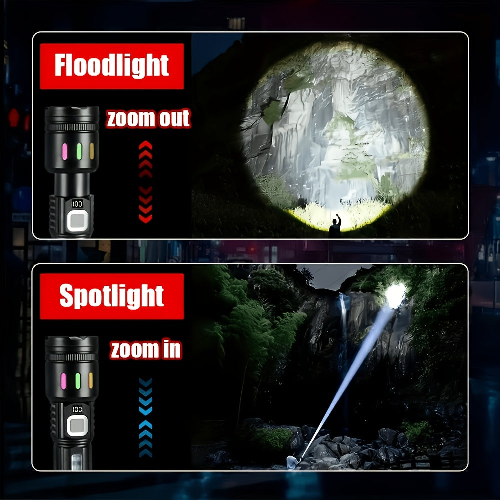 LED Flashlight Set 2 Pack Rechargeable – 3200 Lumens, 7 Modes, Zoomable Tactical Torch, USB-C, 900M Beam, for Camping, Hiking, Emergency & Survival, Carry Case Included