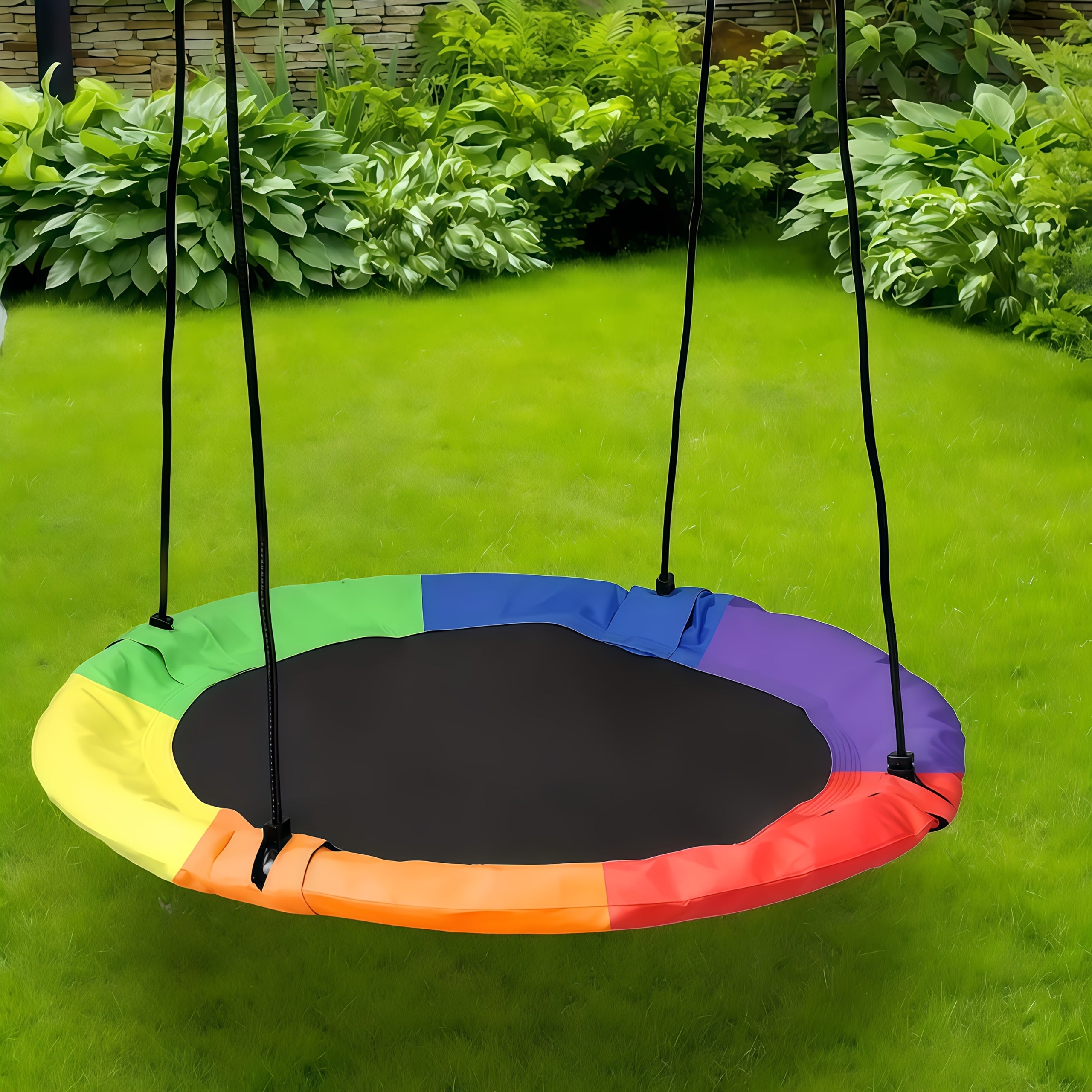 40" Saucer Swing for Kids & Adults – 900 Lbs Capacity, Waterproof Oxford Fabric, Outdoor Disc Tree Swing with Hanging Straps & Colorful Flags