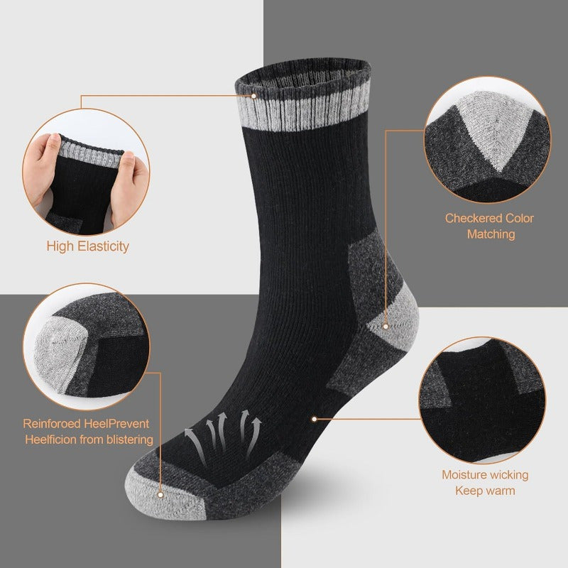 Wool Socks for Men 5 Pairs Extra Thick Thermal Winter Crew Socks Heavy Duty Cold Weather Boot Socks Size 7-13 Multicolor Gift Set