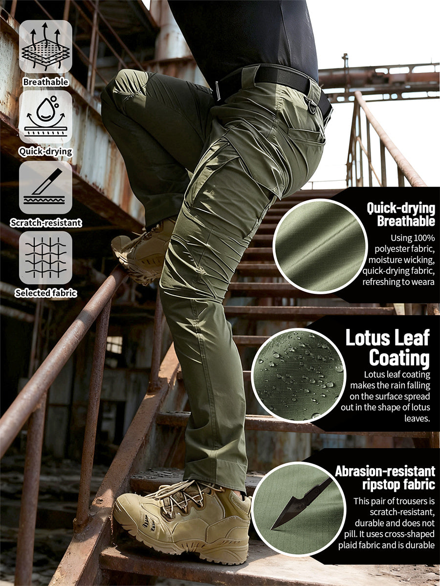 IX9 Men's Tactical Pants Quick Dry Breathable Tear-Resistant Multi-Pocket Slim Fit 3D Tailoring for Hiking Camping Climbing Fishing S-XXL