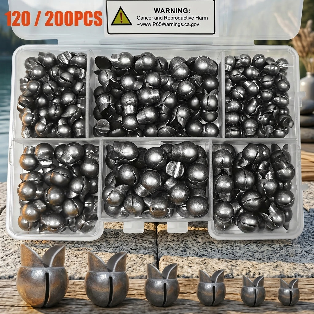Fishing Weights Sinkers 200PCS Split Shot Sinkers Round Removable Fishing Sinkers Set 6 Sizes Carp Coarse Ice Lure Fly Fishing Tackle Accessories