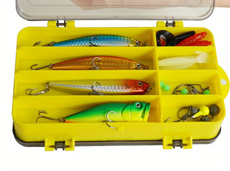 Fishing Tackle Box Two-Sided Storage Portable - Multi-Functional Lure Organizer for Bass Trout Freshwater Saltwater Fishing, Large & Extra Large Sizes, Orange Red Yellow Blue Black White