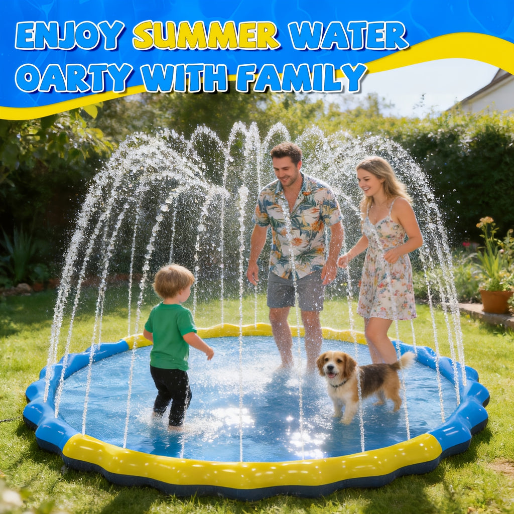 Kids Splash Pad Sprinkler & Play Mat - Extra Large Thicker Inflatable Wading Pool, Outdoor Summer Water Toy for Children Ages 3+, 66" to 90" Sizes
