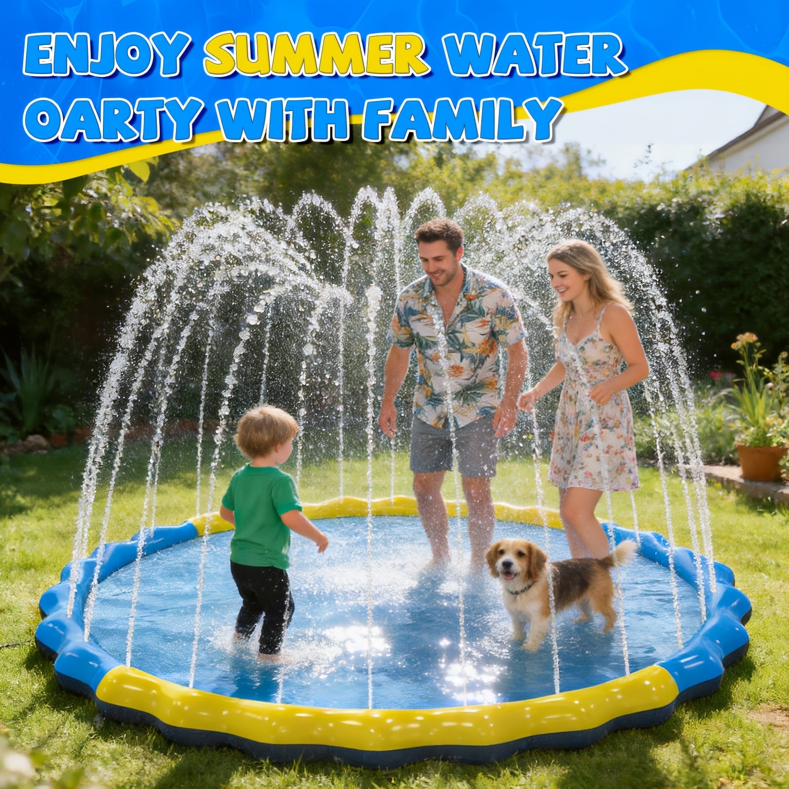Kids Splash Pad Sprinkler & Play Mat - Extra Large Thicker Inflatable Wading Pool, Outdoor Summer Water Toy for Children Ages 3+, 66" to 90" Sizes