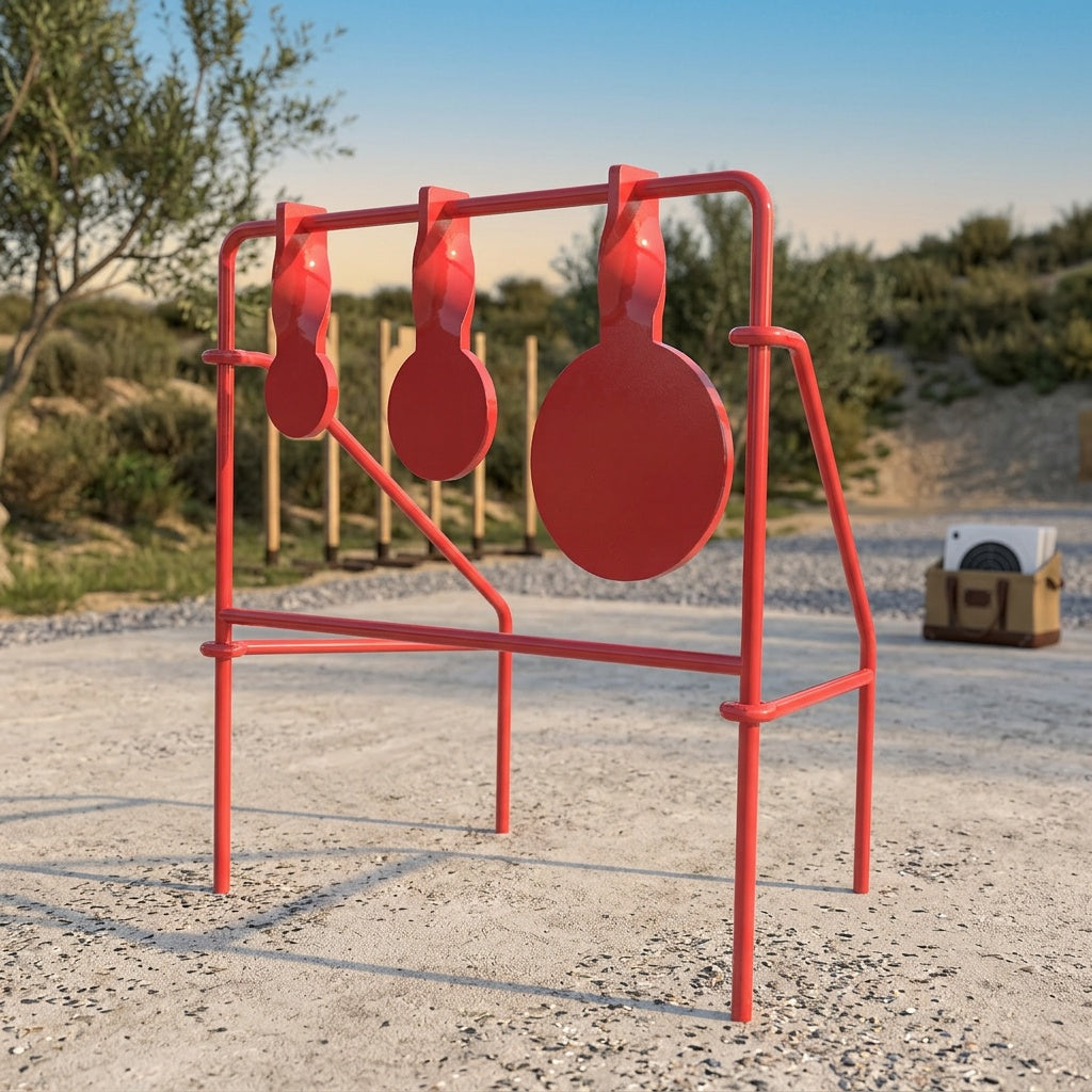 Rimfire Spinner Shooting Target with Stand Triple Spinner Foldable Steel .22LR Outdoor Shooting Practice with 15-Pack Bullseye Paper Targets