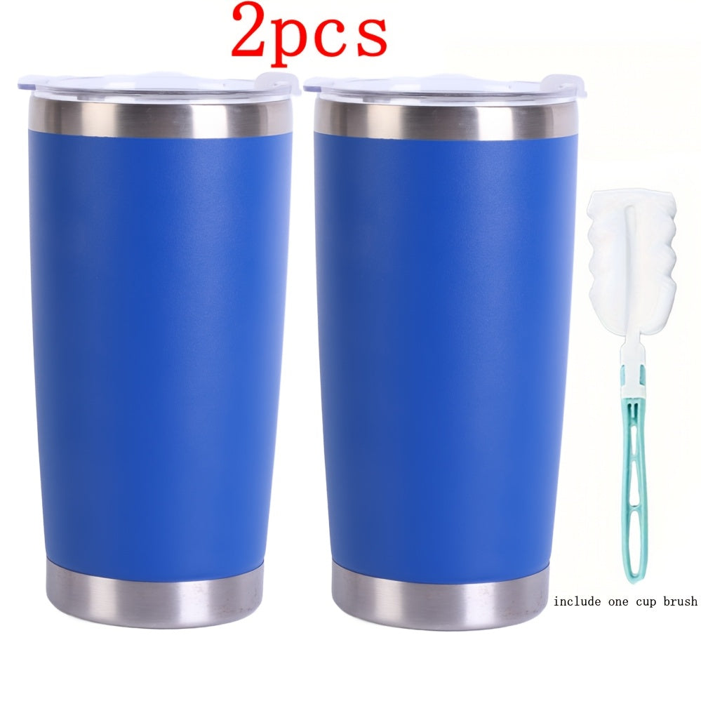 2-Pack 20oz Stainless Steel Insulated Tumbler – Double Wall Vacuum Sealed Thermal Cup for Hot & Cold Drinks Football Game Day Holiday Gift Pink White Light Blue Black Dark Blue