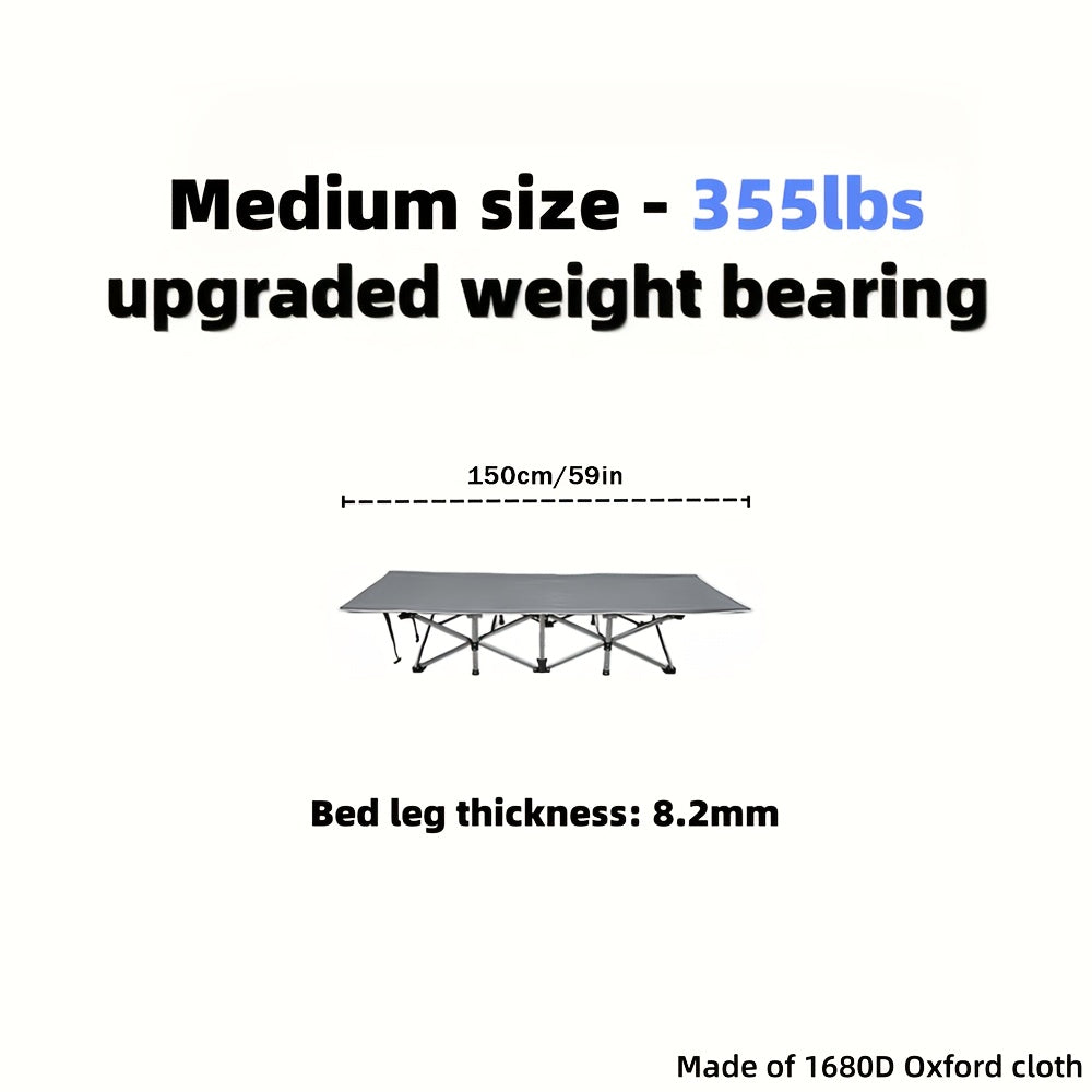 Extra Large Folding Camping Cot Bed with Mattress Option – Heavy Duty 355–750 lbs Capacity Portable Guest Bed for Adults – Foldable Sleeping Cot for Camping Travel Indoor Outdoor Use 59–77 Inch