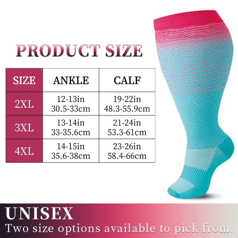 Women's Compression Socks 4 Pair Plus Size – Extra-Wide Extra-Long Graduated Compression Socks for Pregnant Women Nurses Running Cycling Yoga Hiking Travel 80% Polyamide 20% Elastane Flower Pattern 2XL 3XL 4XL